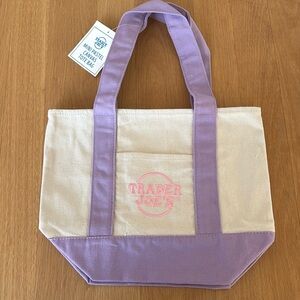 Trader Joe’s Mini Canvas Tote Bag Spring 2025 Pastel Purple NWT